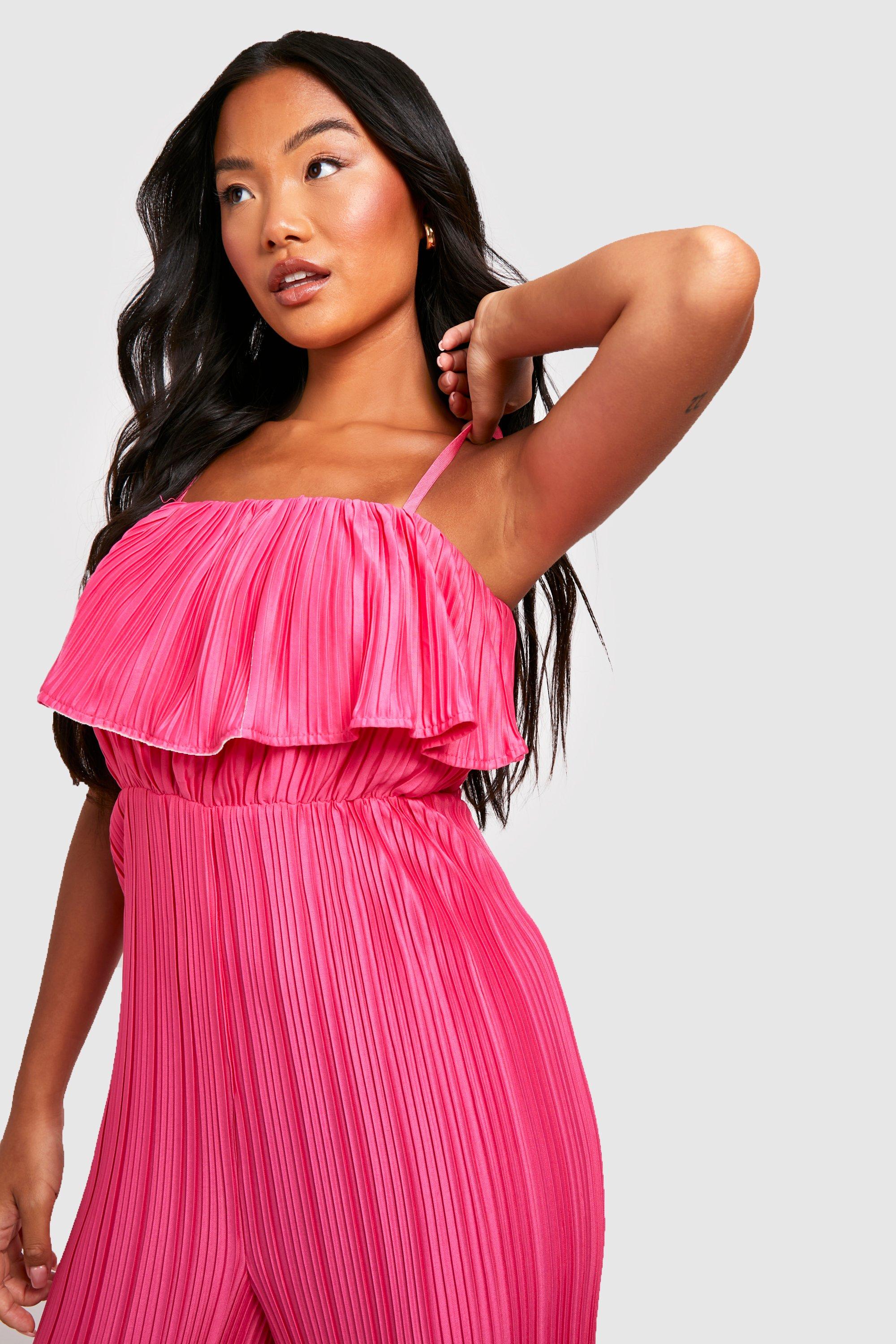 Pink plisse frill dress outlet